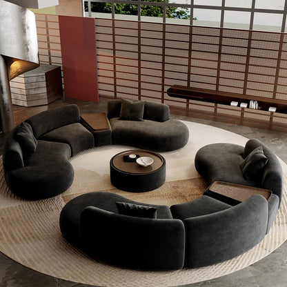 Semicircular curved special-shaped sofa black office beauty salon hotel lobby business rest area reception negotiation