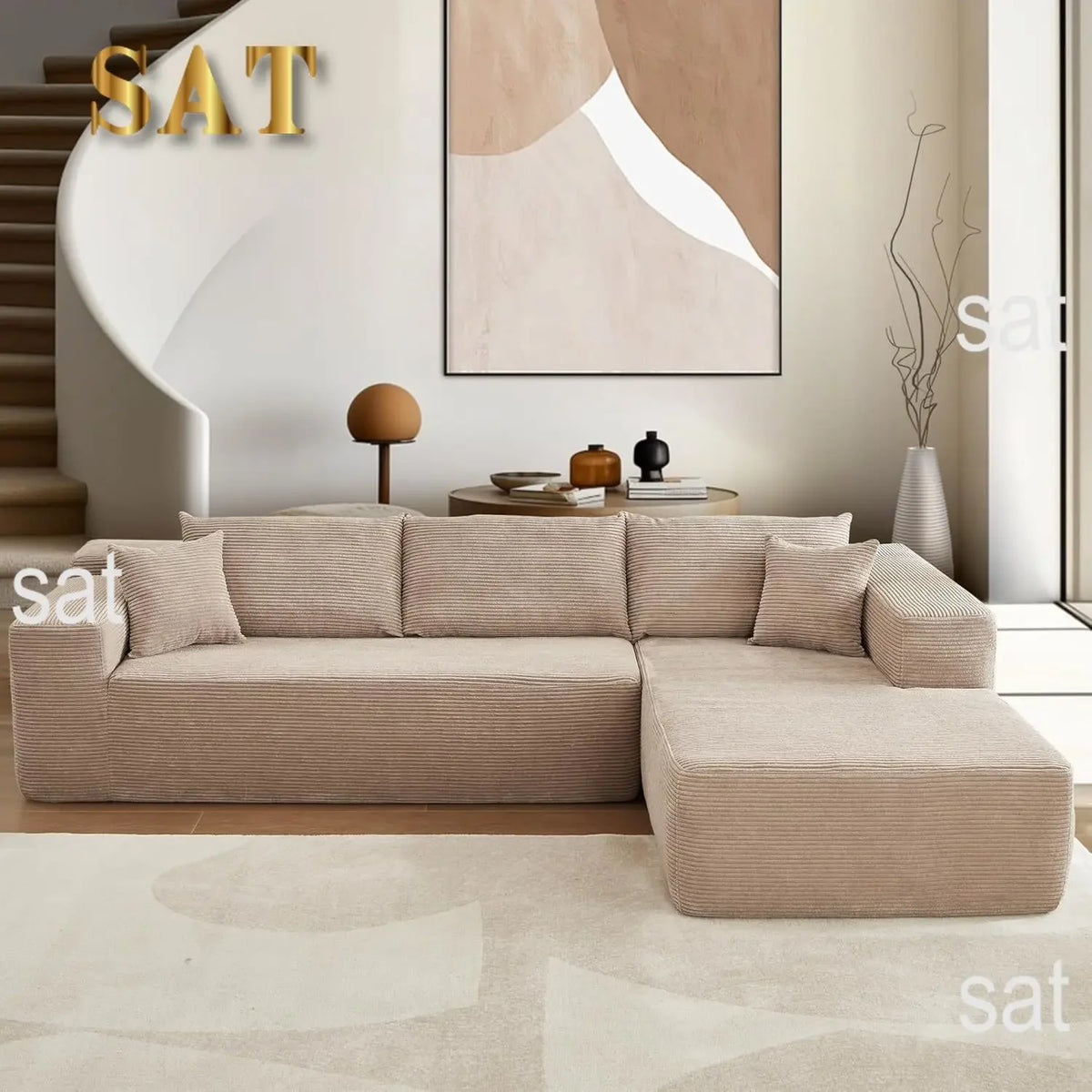 Modular Sectional Sofa with L-Shape Chaise Cloud Sectional Modern Sleeper Couch with Deep Seat Sponge Compression Sofas