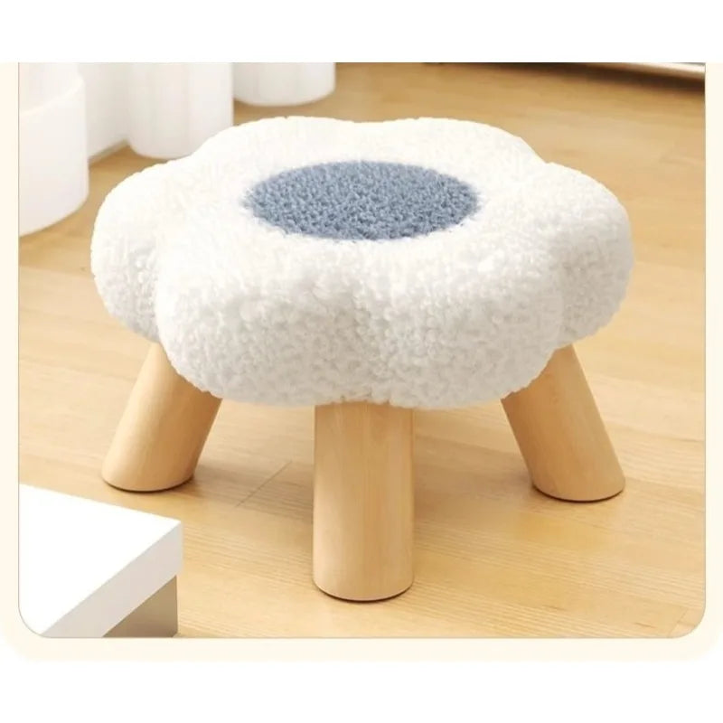 Small stool, household low stool, sofa stool, soft bag stool, living room coffee table stool, solid wood children's stool