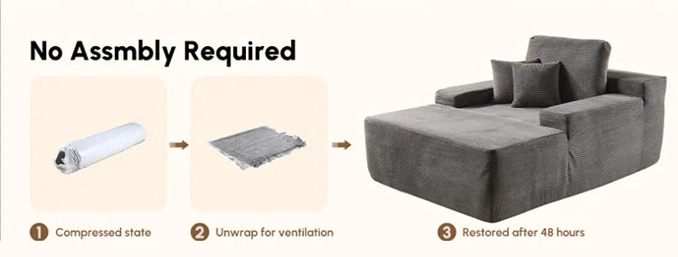 Vacuum compression sofa bed corduroy fabric living room villa bedroom sofa recliner