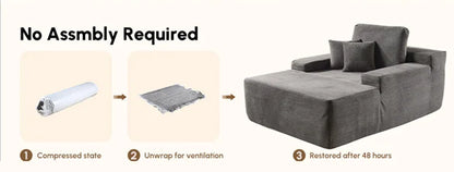 Vacuum compression sofa bed corduroy fabric living room villa bedroom sofa recliner