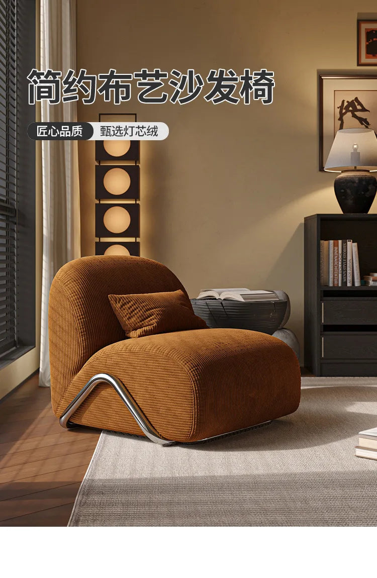 Medieval leisure chair designer recliner balcony living room black and white striped fabric lazy single sofa