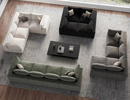 Oversize L-Shape Sectional Sofa 4 Seater Modular Padded Cushion Living Room Dark Grey Customized