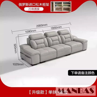MANBAS Italian Genuine Leather Sectional Sofa with USB Charging, Bluetooth Speaker and Projector - Perfect for Your Living Room