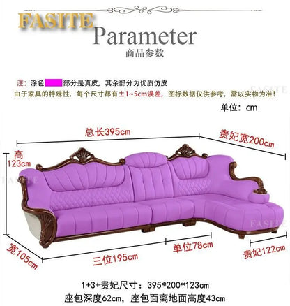 European leather sofa first floor living room villa luxury ebony small apartment