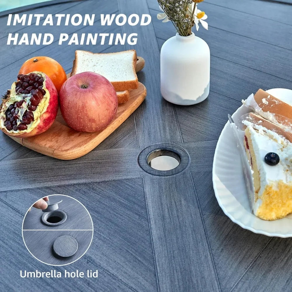 4pcs Patio Swivel Rocking Chairs and 38’’ Round Dining Table with 1.65’’ Umbrella Hole，5-Piece Outdoor Patio Dining Set