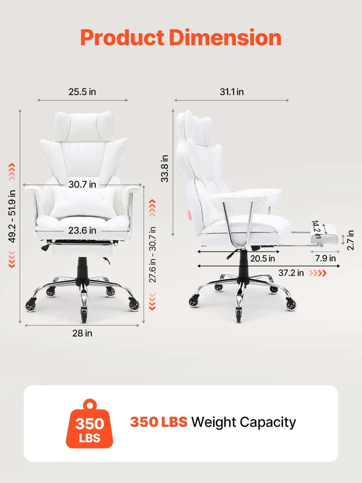 Uimoso Executive Office Chair Reclining Office Chair with Footrest 90-120°