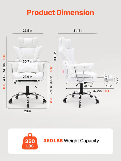 Uimoso Executive Office Chair Reclining Office Chair with Footrest 90-120°