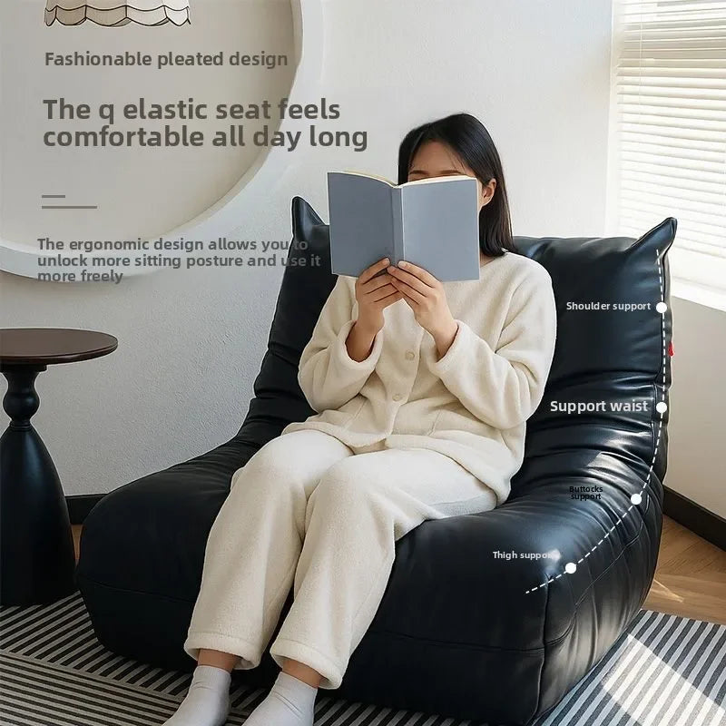 Single sofa living room bedroom lazy fabric leather leisure chair small apartment cream wind