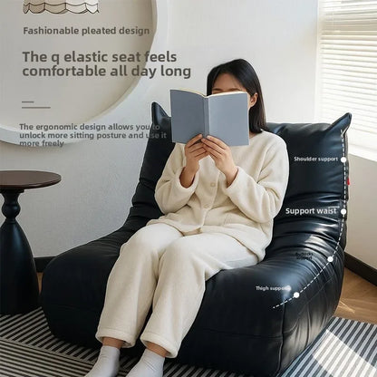 Single sofa living room bedroom lazy fabric leather leisure chair small apartment cream wind