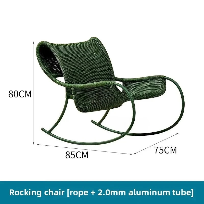 Villa Hotel Outdoor Garden Single Rattan Chair Nordic Home Aluminum Alloy Table and Chair Set Leisure Rope Garden Furniture Sets