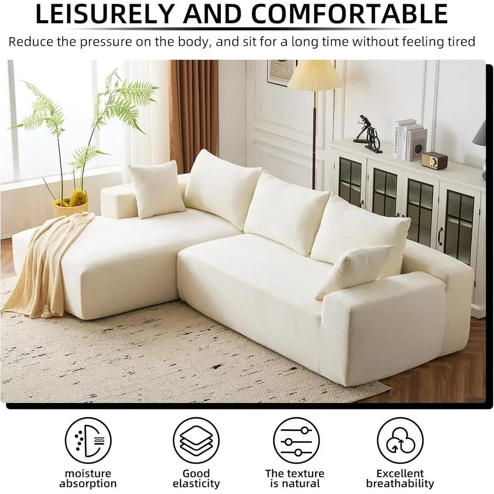 107”Modular Sectional Sofa, Cloud Sectional Couch with Deep Seat, Modern Modular Sofa and L-Shape Chaise, Upholstered Couches fo