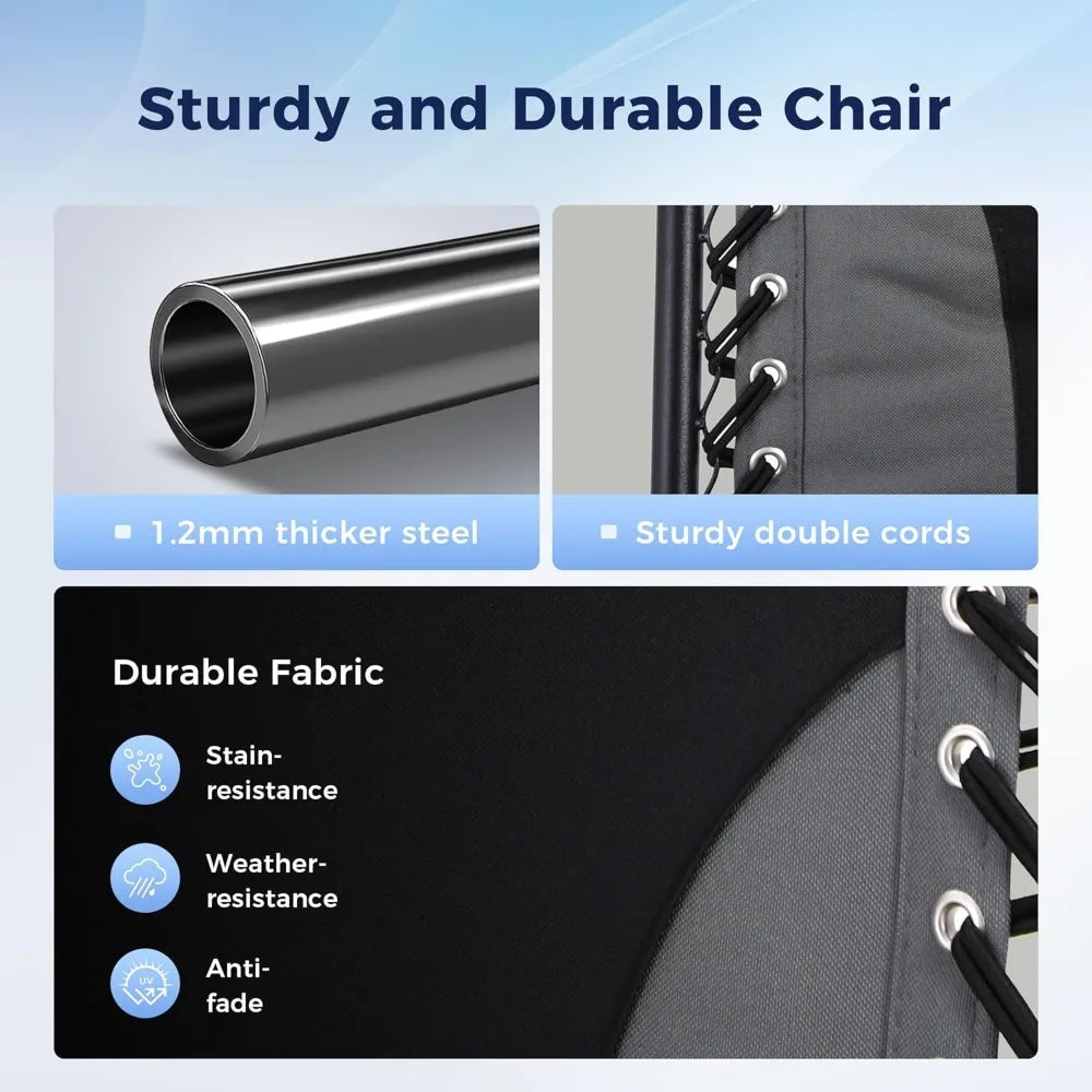 Oversized XXL Padded Zero Gravity Lawn Chair Foldable Recliner 30 Wide Seat Anti Gravity Lounge Chair Outdoor Camp
