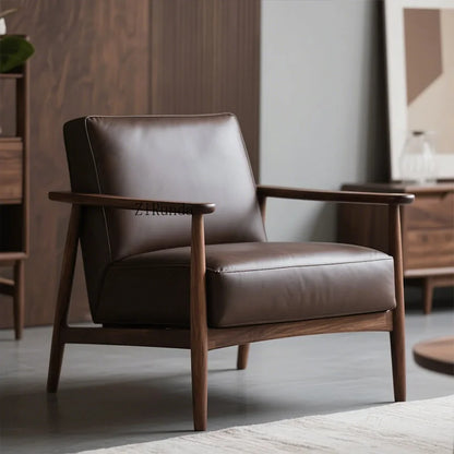 New Chinese walnut solid wood sofa chair Modern simple homestay negotiation leisure chair