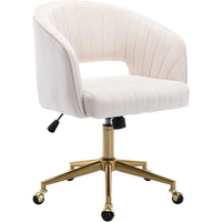 Home Office Chair Swivel Velvet Desk Chair Accent Armchair Upholstered Modern Tufted Chairs with Gold Base for Girls Women Ergon