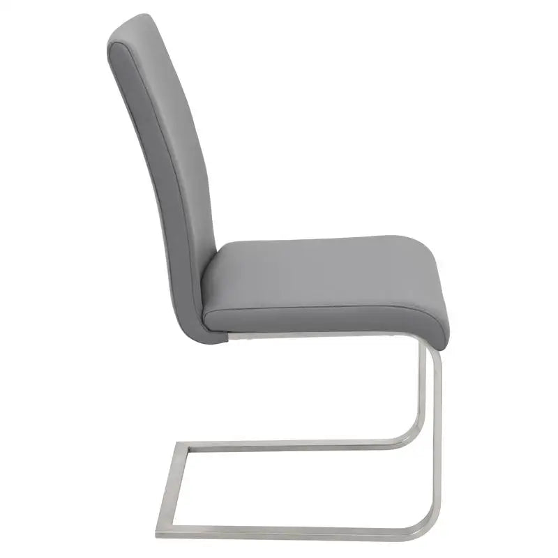 Set of 2 Grey Faux Leather Contemporary Dining Chairs