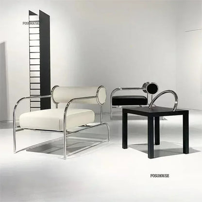 Nordic Fabric Living Room Chairs American Living Room Furniture Home Leisure Back Armchair Stainless Steel Single Sofa Recliner
