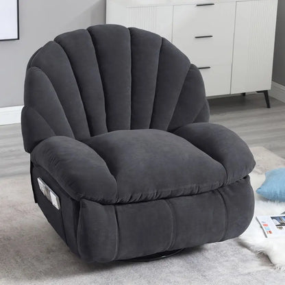Gray Swivel Recliner Chair with Comfortable Fabric, 360-Degree Rotation, Storage, and Electric Recline for Living Room or Bedroo