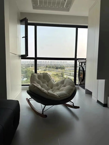 Nordic Style Rocking Chair for Living Room Cat scratch SKin Leather Light Luxury Lounge Chair for Adult Lazy Sofa Balcony Chair