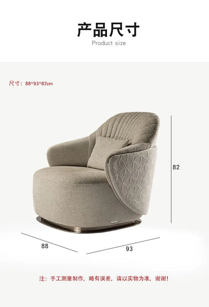 Italian light luxury single sofa chair villa living room home leather armchair
