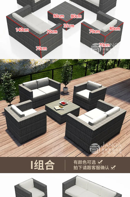 Outdoor courtyard, office building, reception area, sales center, round sofa, outdoor rattan chair, negotiation of large