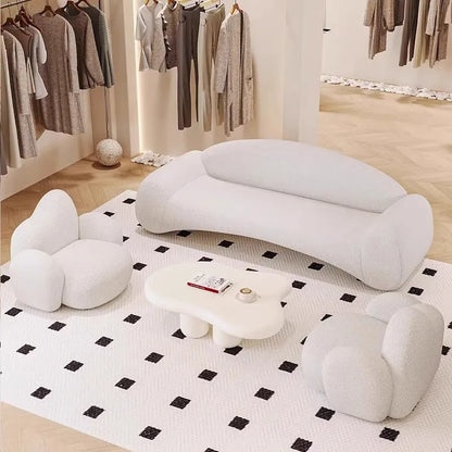 Cream wind small apartment designer special-shaped small sofa creative curved clothing store reception lounge area fabric sofa