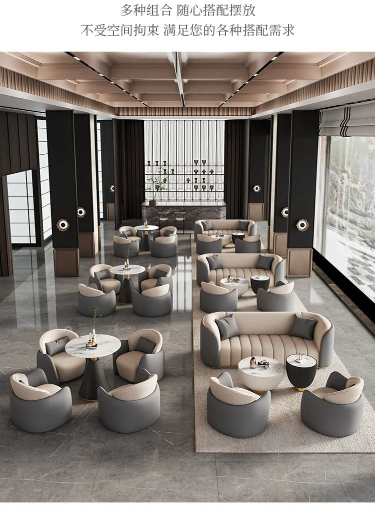 Italian Light Luxury Negotiation Sofa Hotel Lobby Meeting Area Tables And Chairs Sales Office Business Reception Sofa