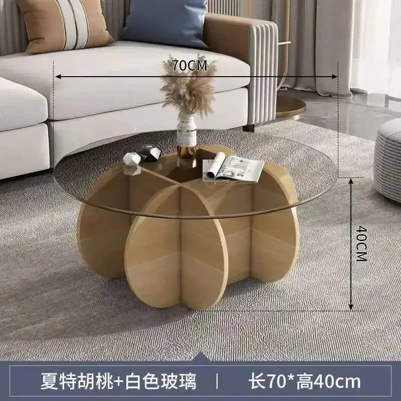 Table basse ronde en verre trempé résistant aux hautes températures, style luxe léger et créatif, stable, pour salon et maison