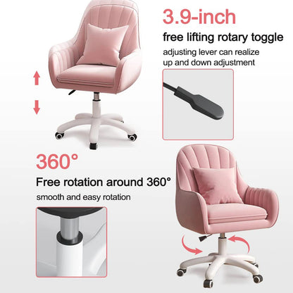 Home Office Chair Computer Chair with Mid-Back Upholstered Modern Tufted Task Chair Swivel Height Adjustable Velvet Chair.