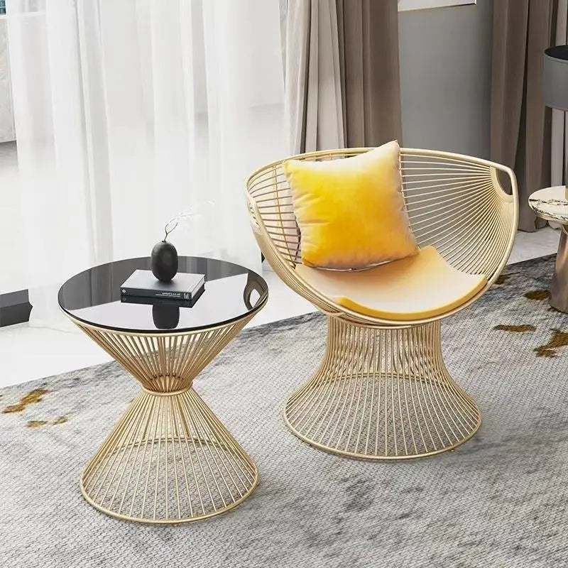Cream Style Single Sofa Chair Designer Light Luxury Living Room Reception Table Balcony Leisure Table Chair Three Piece Set