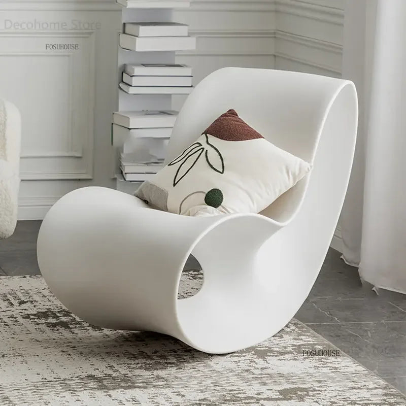 European Creative Rocking Chair Designer Lounge Chair Living Room Furniture Plastic Living Room Chairs Lazy Single Sofa Chair