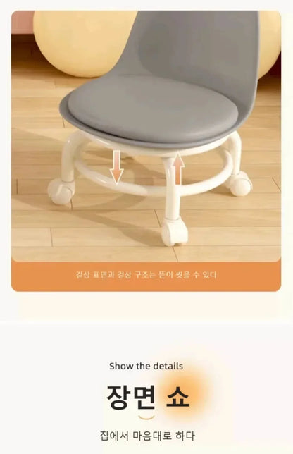 Household Backrest Pulley Low Stool Waist Protection 360 Degree Rotating Versatile Round Stools Modern Simple Universal Wheel