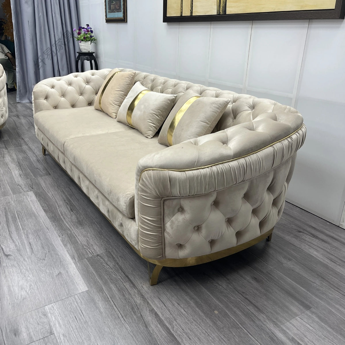 Italian light luxury fabric sofa combination modern minimalist velvet villa furniture