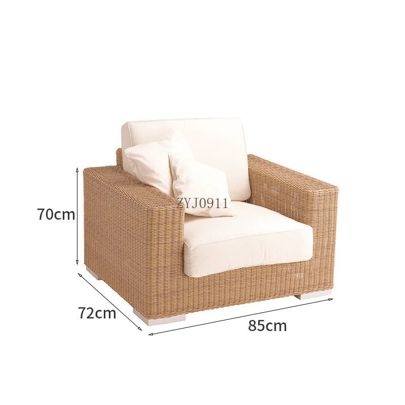 Outdoor rattan courtyard waterproof and sunscreen garden leisure sofa combination balcony double sofa