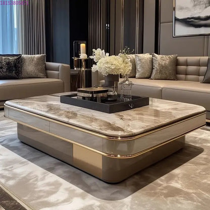 Light luxury microcrystalline stone modern large apartment flat floor living room coffee table marble home high-end