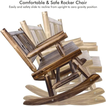 Wooden Double Outdoor Terrace Rocking Chair, Outdoor Rocking Chair, Original Wooden Porch Stool