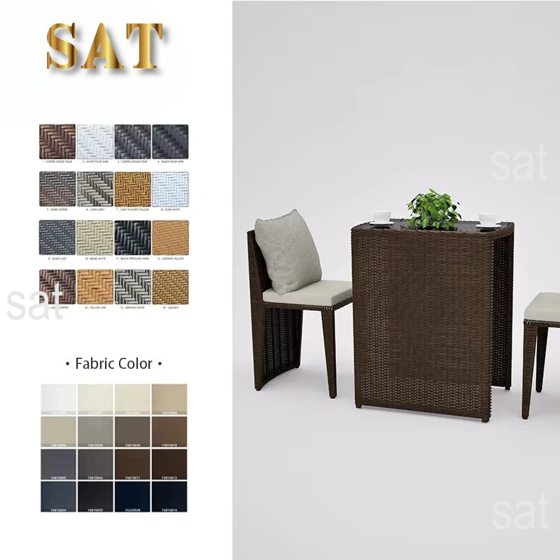 Luxury Round Patio Furniture with Fire Pit Rattan Chairs and Patio Tables Restaurant