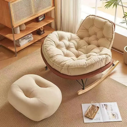 Elegant Nordic Rocking Chair for Living Room Single Penguin Chair Cozy Lazy Sofa Stylish Lounge Chair for Balcony and Patio
