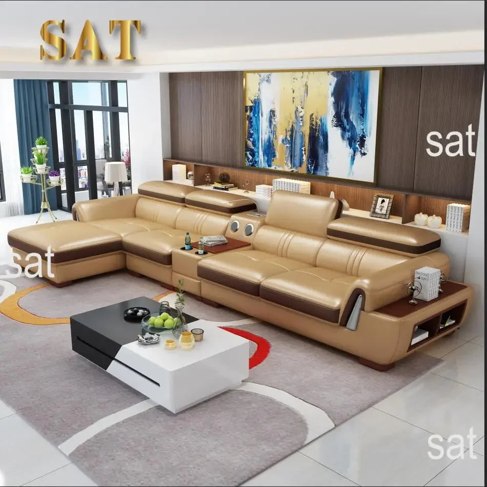 A New Design Fashion Leather and Cloth Combination Furniture Living Room Sofa