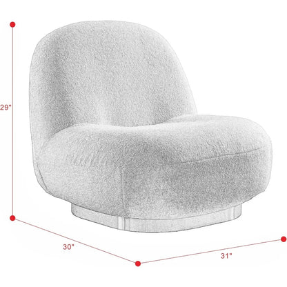 360° Swivel Accent Chair, Mid Century Modern Round Barrel Chair with Wide Upholstered, Lamb Wool Fabric Chair for Living Room,