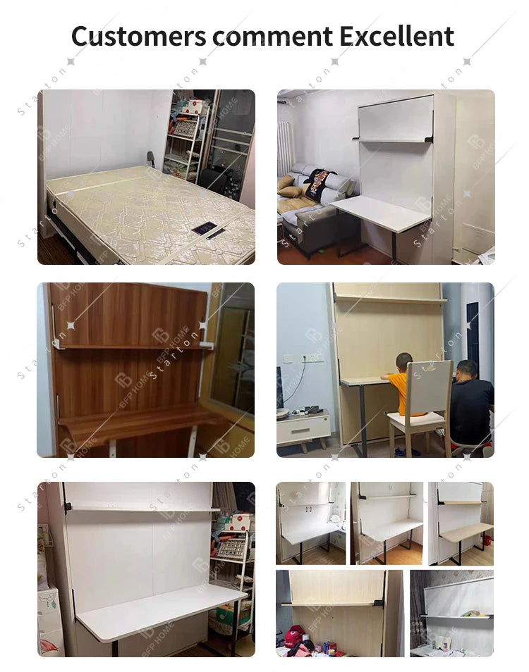 High Quality Modern Style Murphy Wall Bed Intimate Integrated Design Multi Function Vertical Rotating Murphy Bed for Apartment