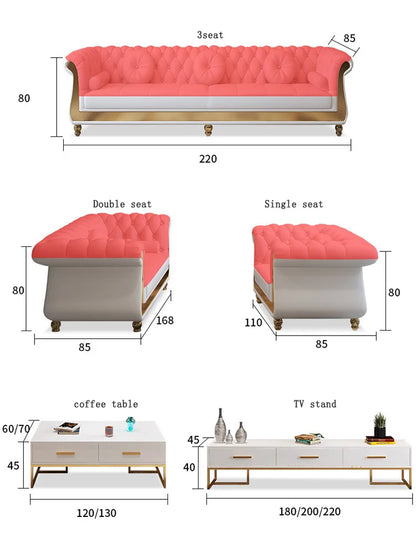 Canape Modern Living Room Furniture Couches Upholstered  Lounge Leather Sectional Tufted White Sofa Set