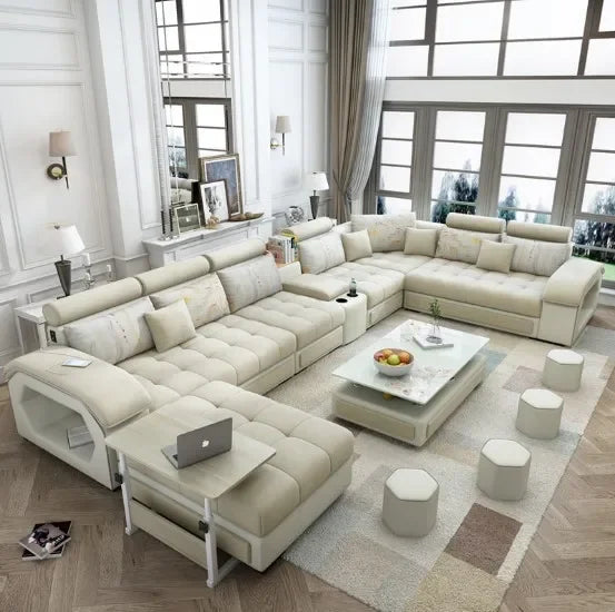 For Modern Sectional Sofas Cum Bed Couch Living Room Sofa Set Home Furnture Luxury U Shaped Corner Sofa Set 7 Seater