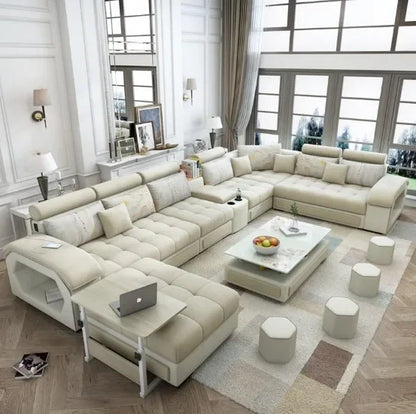 For Modern Sectional Sofas Cum Bed Couch Living Room Sofa Set Home Furnture Luxury U Shaped Corner Sofa Set 7 Seater