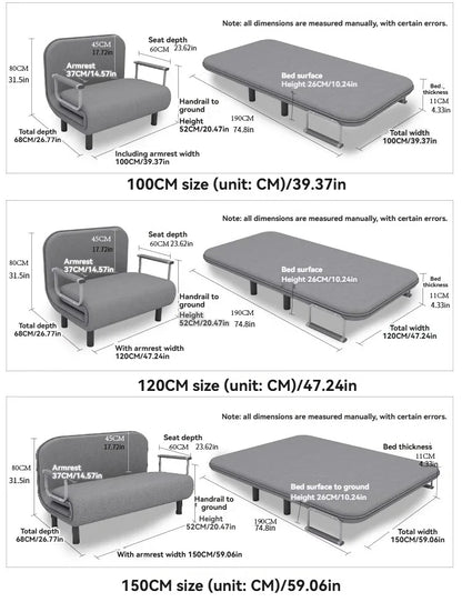 Modern folding sofa bed apartment small apartment simple single and double folding sofa with armrest