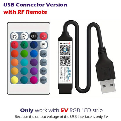 RGB LED Strip Controller Bluetooth APP Remote USB 5V-24V RF