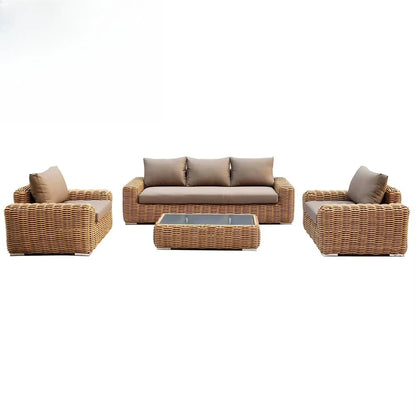 Mode Sunwell Luxury Hotel Rattan Garden Furniture Wicker Outdoor Sofa Set Patio UV Resistant PE with Aluminum Frame Contemporary