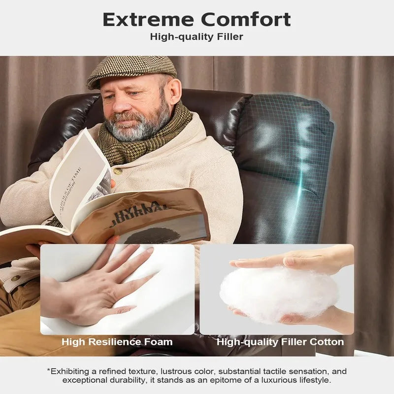 Dual Motor Massage & Heat Reclining Chair for Elderly with Cup Holder & USB Ports, Rocking Recliner Chair