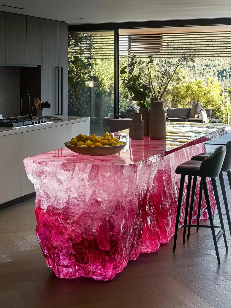 Villa Home Glowing Crystal Island Platform Transparent Resin Glacier Tea Table Art