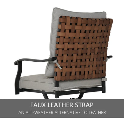 2-Piece Outdoor Dining Chair Set, 2 Leather-Look Wicker 360-Degree Swivel Patio Chair